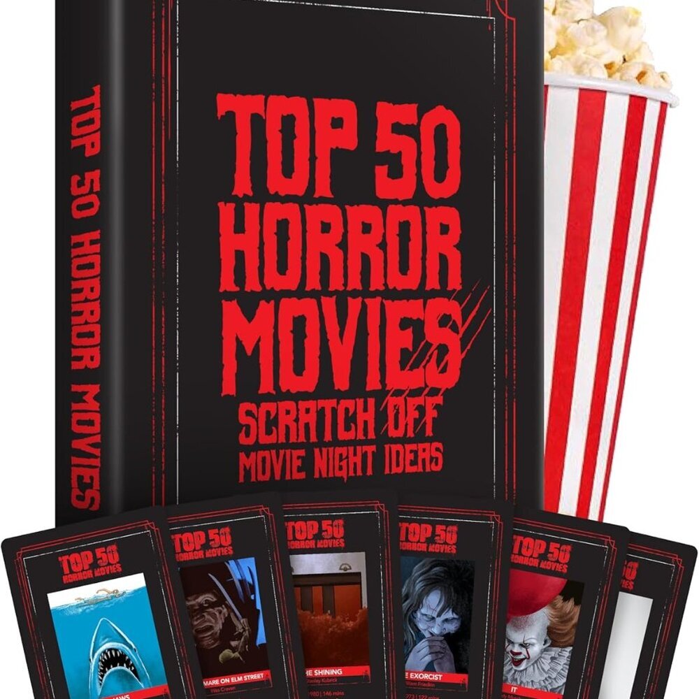 Premium Top 50 Horror Movies Scratch Off Cards - Horror Movie Gifts for Movie Ni